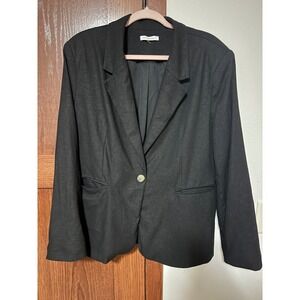 Free Assembly Womens Black Single Button Blazer Jacket Classic Professional L
